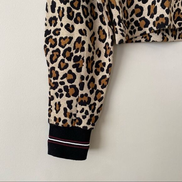 Pinko-Jacquard Oversized Leopard Print Crop Long Sleeve Top - Picture 6 of 8